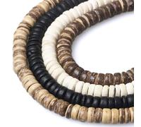 4 Strands Coconut Shell Oblate Beads 8mm Coconut Rondelle Disk Beads for DIY Crafts Jewelry Making, 100Pcs/1 Strands for Each Color