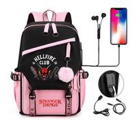 (4 #) Stranger Things Backpack School bag Unisex Travel Laptop Backpack keychain
