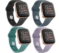 4 Straps for Fitbit Versa 2 Strap/Versa Strap for Women Men, Silicone Sport Replacement Wristband for Fitbit Versa Lite/Versa 2/ Versa,Midnight Blue+Brown Yellow