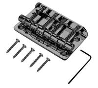 4 String Bass Bridge, Saddle Hardtail 80mm Metal Tailpiece Electric Bass Bridge Replacement Accessory for Guitar (Black)