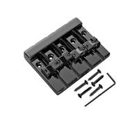 4 String Bass Bridge with Brass Saddles, Guitar Bridge Replacement, Tailpiece Replacement for 4 String Jazz Electric Bass, Bass Bridge Parts Enhanced Sustain Stable Installation (Black)