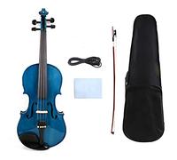 4 String Blue 3/4 Electric Acoustic Violin Spruce+Maple Free Case Bow Full Size Violin (Color : Blue)
