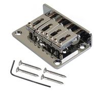 4 String Box Fixed Guitar Bridge Strings Through Body Tailpiece Black/Gold/Chrome(Chrome)