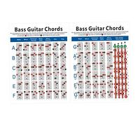 4 String Electric Bass Chord Chart Poster for Practice Eadg | Paper Sheet, Wall Mount Friendly Layout, for Teachers and Students in Classroom Use