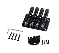 4 String Guitar Bridge Replacement Parts With L Shaped Wrench & Screws For Box Electric Guitars Bass Ukulele 4 String Guitar Bridge With L Shaped Wrench Screws Tools Set 4 String Bridge Black 4