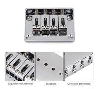 4-String Guitar Bridge Tailpiece Hardtail with Adjustable Saddles for Cigar Box Guitars and Ukulele - Chrome Zinc Alloy Hardware, Incl(SILVER)