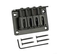 4-String Guitar Bridge Tailpiece Hardtail with Adjustable Saddles for Cigar Box Guitars and Ukulele - Chrome Zinc Alloy Hardware, Incl(BLACK)