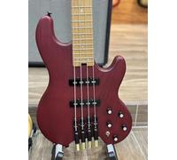 4-String Headless Electric Bass Guitar with ASH Body & Roasted Maple Neck - Active/Passive J-Style Pickups, 24 Stainless Steel Frets, Matte Finish Solid Body Bass (Dark Red NO Bag)