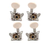 4 String Left And Right Hand Guitar Tuning Peg Keys Guitar Tuners Machine Head - Small White Oval Concave Button Guitar tuning (Color : 2R2L-Chrome)