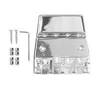 4 String Metal Guitar Bridge Tailpiece for Bass and Electric Guitars, Precision Tuning Saddle with Sturdy Synthetic Metal Construction, Includes Wrench, Screws and Pins (GA1030)