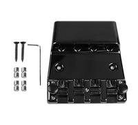 4 String Metal Guitar Bridge Tailpiece for Bass and Electric Guitars, Precision Tuning Saddle with Sturdy Synthetic Metal Construction, Includes Wrench, Screws and Pins (GA1029)