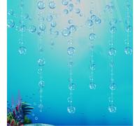 4 Strings Flat Under the Sea Blue Bubble Garlands for Little Mermaid Party Decorations transparent Floating Hanging Bubbles Streamer Pool Ocean Kids Birthday Baby Shower Bday Wedding Baby Shower Decor