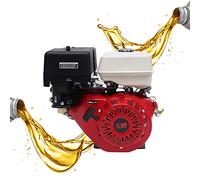 4 Stroke Petrol Engine 420CC 15 HP Gasoline Petrol Engine Recoil Start Motor Engine Portable Manual Recoil Start Petrol OHV Motor Air-Cooled for Industrial and Agricultural Work, Red