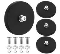 4 Strong Magnets with Thread, 43 mm Magnet Rubberised with M4 Screws, Neodymium Magnets, Rubberised, Non-Slip Magnets Magnetic Base, Magnets for Screwing on Light Strips Vehicles (Extra Strong 15 kg