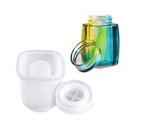 4 Style DIY Jewelry Resin Casting Molds Bottle Storage Jar With Lid Crystal Epoxy Mold Kit Handmade Craft Aromatherapy Candle Making Tool Clear Silicone Plaster Clay Mould （Rectangle Bottle）