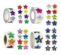 4 Style Shiny Star Stickers - 2.5 CM Self-Adhesive Smiley Face Reward Stickers for Kids, Students, and Teachers - Perfect for Classroom Motivation, Crafts, and Fun Activities