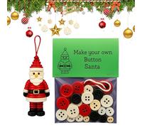 4 Styles DIY Christmas Button Ornament Kit, Funny Christma s Button Christmas Tree Ornament Kit, with Highland Cow/Snowman/Santa/Angel, Xmas Tree Hanging Decor for Holiday Party Gifts (Santa)