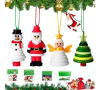 4 Styles DIY Christmas Button Ornament Kit,Funny Christmas Button Tree Ornament Kit,C/hristmas Crafts with Assorted B/uttons,Make Your Own Tree Decorations,Holiday Decoration Making Supplies