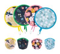 4 Styles Floral Round Foldable Hand Fan Japanese Foldable Fan Style Handheld Foldable Compact Cooling Fans,Round Folding Fan for Outdoor Games,Xmas Decoration,Festival,Party Favors,Travel,Events