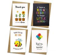 4 Styles Thank You Teacher Card Thank You Greeting Cards Teacher Gifts Nursery Teacher Leaving Gift Christmas Gifts for Teacher Teaching Assistant