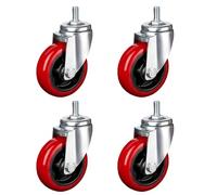 4" Swivel Casters with Brake M16*80mm Threaded Bolt 75/100/125mm Universal PU Wheels Supports 300/360/450kg Set of 4 for Furniture Mobility