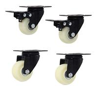 4 Swivel Casters with Plate, Nylon Wheels for Furniture, White, Quiet, 120 kg Load Capacity, Ideal for Chairs, Tables, Planters, Easy Installation on Top Plate
