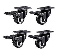 4 Swivel Castor Wheels, Furniture Casters,Industrial Plate CastersNo Noise, All with Brake,Lockable,for Coffee Table, Cabinet, Cupboard, Workbench, Black(2inch)