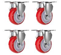4" Swivel Plate Casters - No Noise Locking, Durable Polyurethane Industrial Wheels, 75/100/125mm Diameter, 60kg Load Capacity, Perfect for Workbench & Heavy Duty Applications