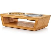 4" Tall Elevated Dog Bowls for Small Dogs and Cats. Raised Dog and Cat Food and Water Bowl Set by Pawfect Pets (Bamboo)
