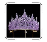 4" Tall Pageant Tiara Baroque Alloy Crystal Crown for Women Rhinestone Tiara Headband Wedding, Birthday, Princess Costume Accessory (Lavender)