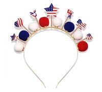 4 th of July Headband for Women American Flag USA Star Heart Charm Fourth of July Patriotic Headband Headpiece Red White and Blue Crystal Metal Hairband Hair Accessories Party Favor Gift (4 th of July metal headband A)