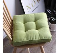 4" Thick Non-Slip Chair Cushions with Ties Soft Tufted Seat Pads for Dining Kitchen Office and Outdoor Chairs - Comfy Green Piping Cushion 15.7"