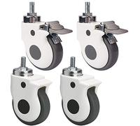 4 Thread M8 / M12 Castor Wheels for Hospital Trolley 3 inch 75mm / 4inch 100mm Heavy Duty castors with Brake 360kg Silent Rubber Swivel casters for Furniture and Industrial Transportation
