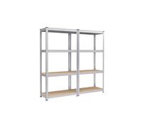 Songmics Set Of 2 Shelves, Steel Shelving Rack Units, 4-Tier Storage Rack For Garage And Shed, Silver