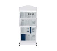 4-Tier A4 Floor-Standing Magazine Rack Information Newspaper Display Rack Reception Pamphlet Storage Organizer Freestanding, Capacity of 33.06 Pounds, White