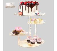 4 Tier Acrylic Cake Stand, Large Cupcake Stand with Led String Lights, Cake Display Stands Round Dessert Tree Tower, Transparent Pastry Tray Holder for Wedding Birthday Tea Graduation Party