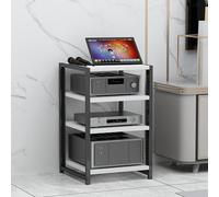 4-Tier Adjustable AV Rack - Modern Wooden Media Cabinet for Record Player & HiFi System - Stylish Storage Shelf for Home Entertainment (White)