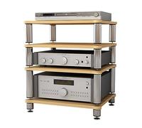 4-Tier Adjustable AV Rack - Sturdy TV & Speaker Shelf for Amplifiers Turntables Sky Boxes Printers - Stylish Wood Design 60x48x94cm High Load Capacity