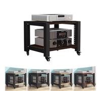 4-Tier Adjustable AV Stand with Wheels for Record Player & CD Player Hi-Fi Media Rack Entertainment Cabinet Black 60x50x40cm Perfect for Home Theater