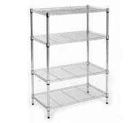 4-Tier Adjustable Metal Storage Shelf, Stainless Steel Wire Rack nizer, Heavy-Duty 3-Shelf Unit for Kitchen, Garage, Office - 100x40x120cm