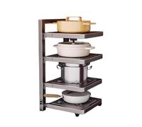 4-Tier Adjustable Pot and Pan Organizer Rack - Heavy-Duty Kitchen Storage Solution for Cabinets Countertops & Wall-Mount Silver Gray Space-Saving Under Sink Organizer