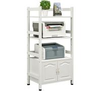 4-Tier Adjustable Printer Stand & File Cabinet - Extra Lar 50cm Deep Shelving Unit with Guardrail Metal & MDF Ideal for Home Office Dorm Living Room - White (60x50x118cm)