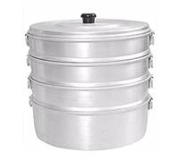4-Tier Aluminum Momo Steamer - Perfect for Dumplings Idlis and Steamed Vegetables | Cookware Steaming Pots | Durable and Compact Cookware | 10-Inch |3.65L Capacity