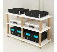 4 Tier Audio Stand Open HiFi Racks Audio Rack Cabinet Wood Audio Component Cabinet Living Room Media Components Cabinet 2/3 Tier Stereo Shelf for Servers & AV Gear
