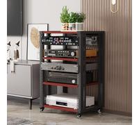 4 Tier AV Ma Stand Teak o Visual Shelving Unit Corner o Video Cabinet Record Player Console Home Theater Sto for CD/DVD/Game Console.