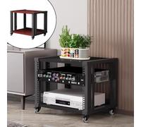 4-Tier AV Media Stand With Wheels, Audio Rack For Projector//PS5/Game Consoles/DVD/Record Player, HiFi Stereo Cabinet(Walnut,2 Tier-46cm/18)