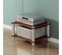 4-Tier AV Stand Corner Shelf Wooden Console Table for Record Players Hifi Tower Rack Entertainment Shelves for DVDs Game Consoles Routers Rec Room & Studio (Teak 60x48cm)