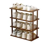 4 Tier Bamboo Shoe Rack for Entryway or Bedroom Compact Mesh Shelf for Hallways and Small Spaces (70cm) Stylish Storage Solution