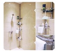 4 Tier Bathroom Corner Shower Shelf Wall Rack Organizer, Silver