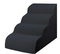 4 Tier Black High Density Foam Dog Stairs for Small Dogs
